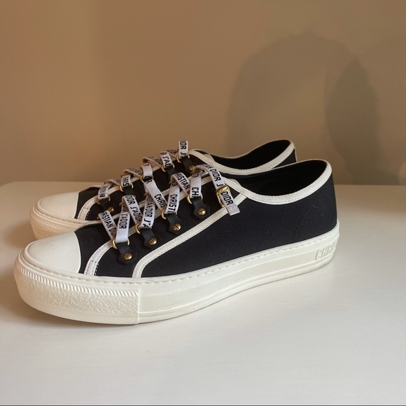 Canvas Walk'N'Dior Low Top Sneakers 39 Navy - Picture 1 of 14